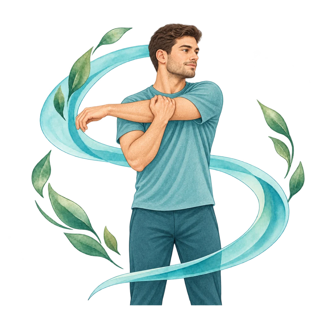 Aquarellillustration eines Mannes: Faszien – neutrales Motiv bei alSa Rehab