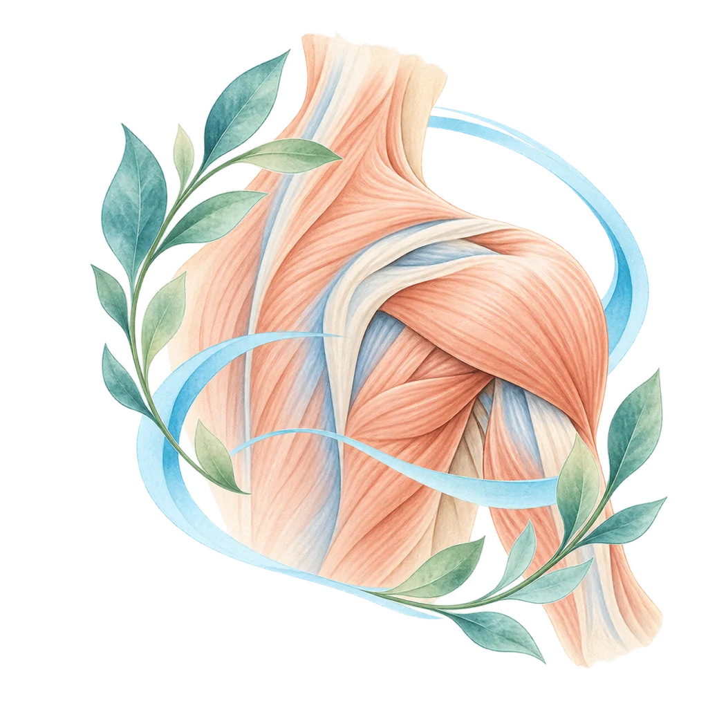 Aquarellillustration zur muskuloskelettalen Physiotherapie