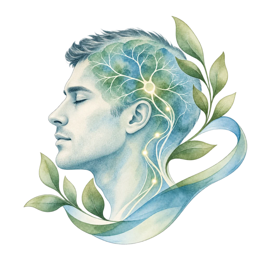 Aquarellillustration eines Mannes: Neurologie bei alSa Rehab